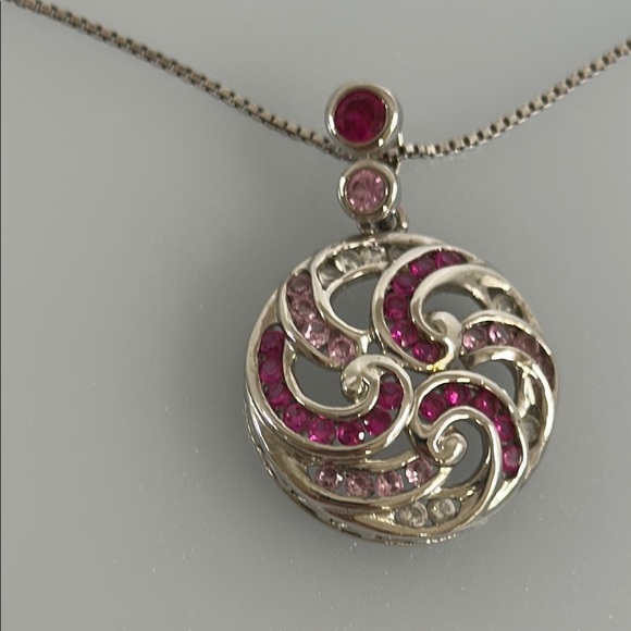 925 Silver and Red Ruby’s stony Pendant Necklace - Picture 1 of 4